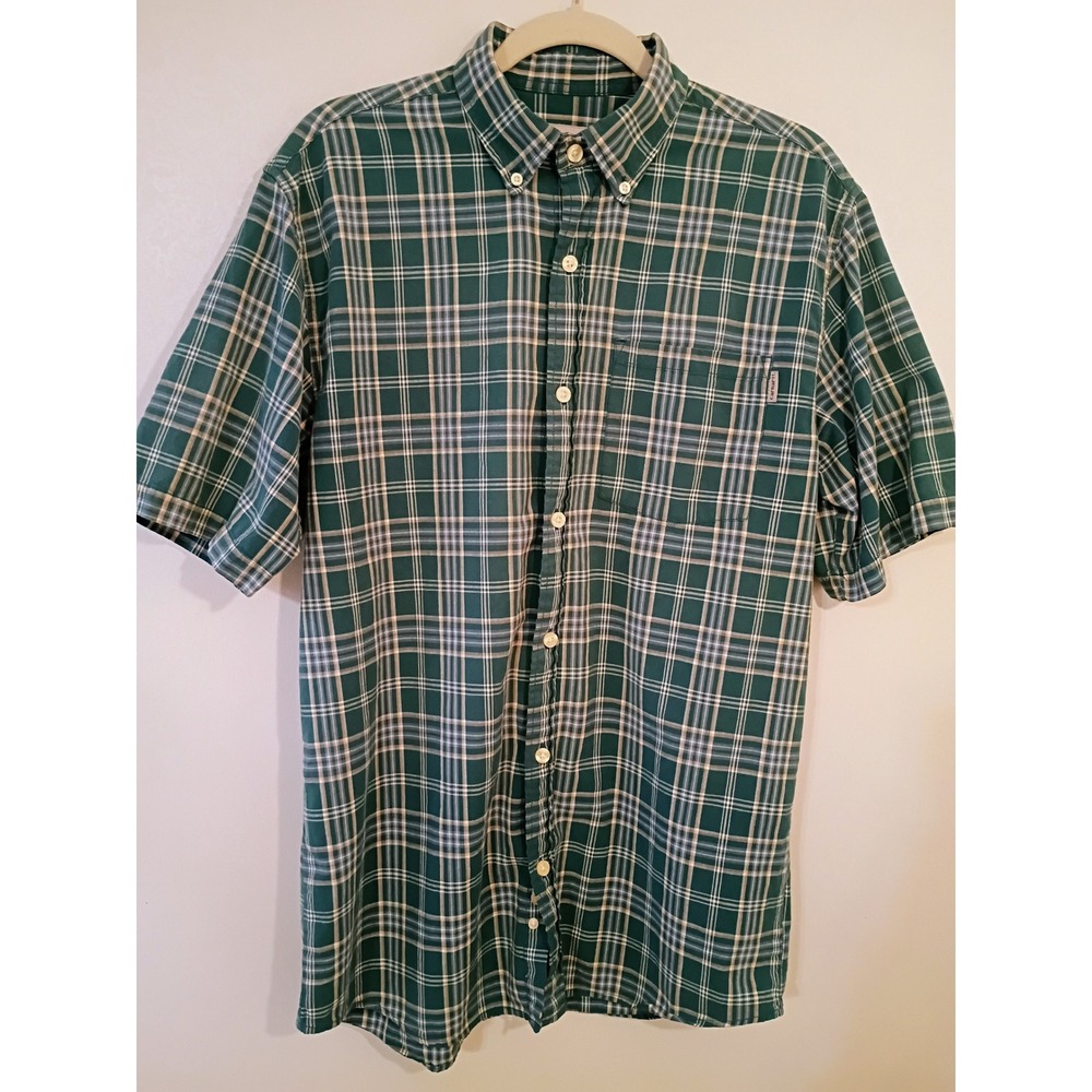 Carhartt Men's Green Plaid Short Sleeve‎ Button Down Shirt Size M